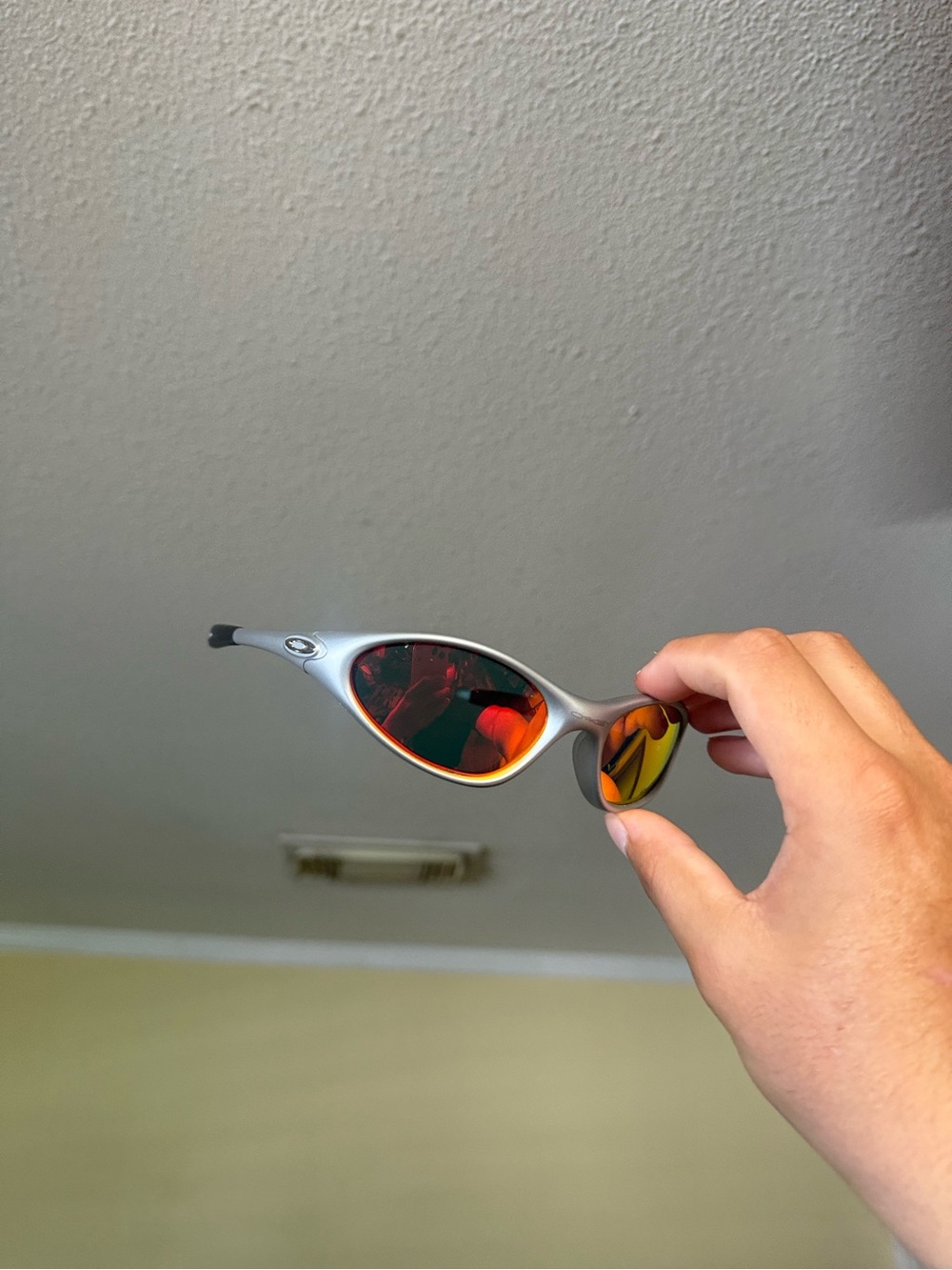 Oakley Silver Frame Red Mirror Lens Sunglasses - Men